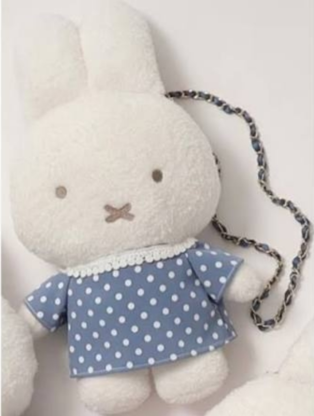 Miffy Opaque Clip plush crossbody bag, polka dot blue